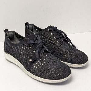 Walking Cradles Oasis Perforated Sneakers, Black, Womens 10 M